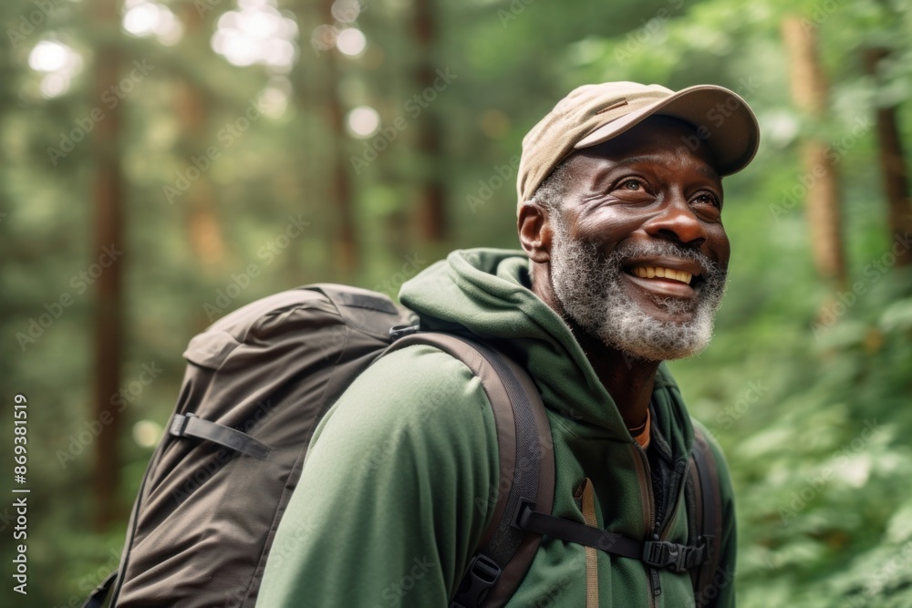 Backpack portrait forest smile. Backpack portrait forest smile.
