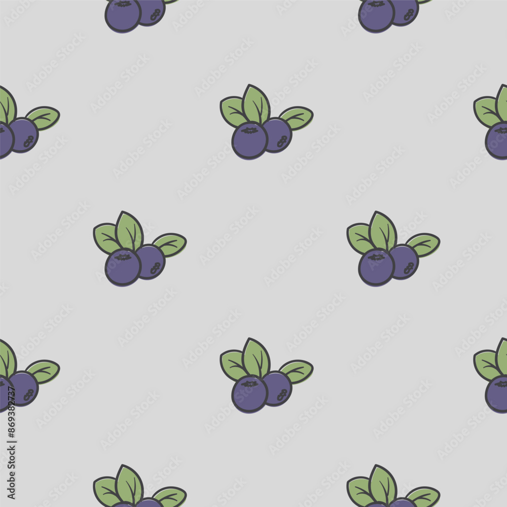 Simple seamless pattern with blueberries. The concept of healthy eating and vegetarianism. Endless background for print, gift paper, fabric Simple seamless pattern with blueberries. The concept of healthy eating and vegetarianism. Endless background for print, gift paper, fabric