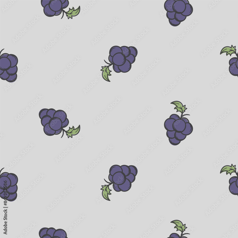 Simple seamless pattern with grapes. Endless background. Fruit illustration. Healthy eating and vegetarianism concept