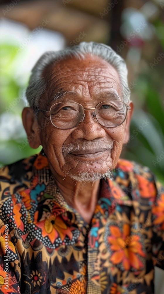 Elderly Indonesian man with a friendly smile Elderly Indonesian man with a friendly smile