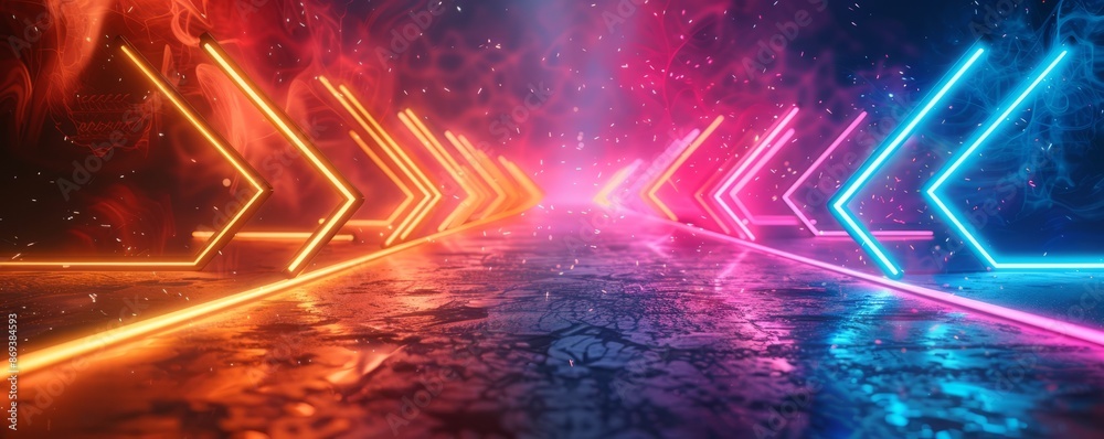 Repetitive patterns of neon arrows Repetitive patterns of neon arrows