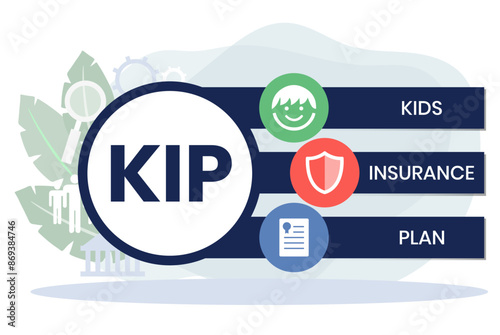 KIP kids insurance plan acronym. business concept background. Vector illustration for website banner, marketing materials, business presentation