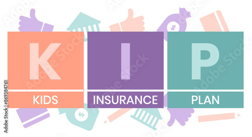 KIP kids insurance plan acronym. business concept background. Vector illustration for website banner, marketing materials, business presentation