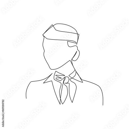 Stewardess drawn in line art style
