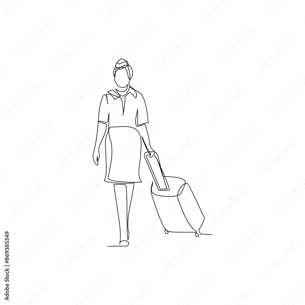 Stewardess drawn in line art style Stewardess drawn in line art style
