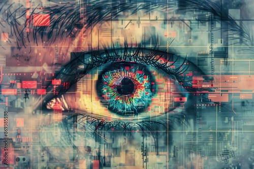 orwellian surveillance allseeing ai eye watching everything digital art photo