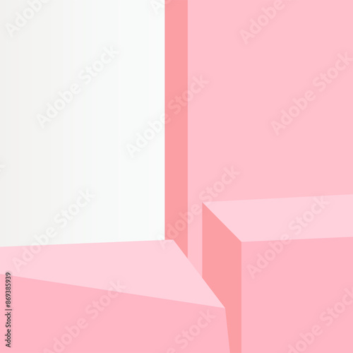 3d background pedestal podium geometric abstract vector. Stand to show your product. Stage showcase. Millennial pink platform vector. Product display presentation, rendering. Futuristic wall scene