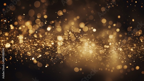 Abstract gold lights falling with a textured gala sparkle. photo