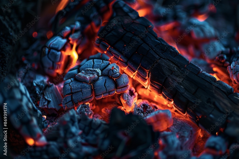 The warm embers of a bonfire glowing in the darkness, casting a cozy and peaceful atmosphere. The warm embers of a bonfire glowing in the darkness, casting a cozy and peaceful atmosphere.