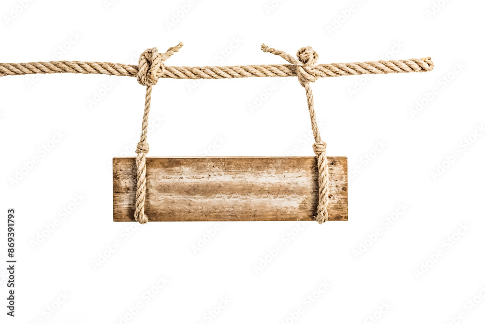 Rustic Wooden Sign Hanging From Rope Rustic Wooden Sign Hanging From Rope