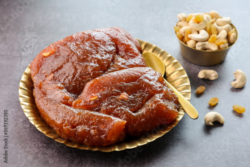 Tirunelveli Halwa India sweet for Diwali Pongal festival made with wheat flour and ghee a famous South Indian Sweet 