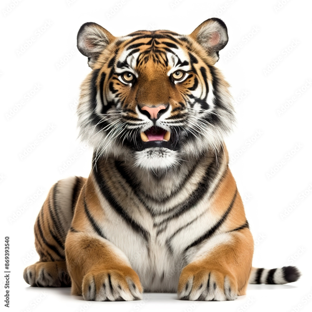 Big tiger on a white background.