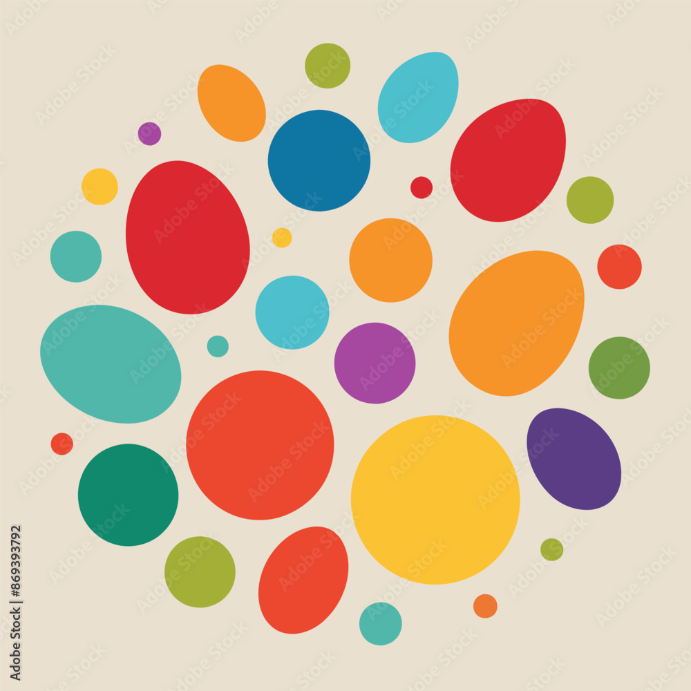 Colorful circles arranged in circular pattern on white background Colorful circles arranged in circular pattern on white background