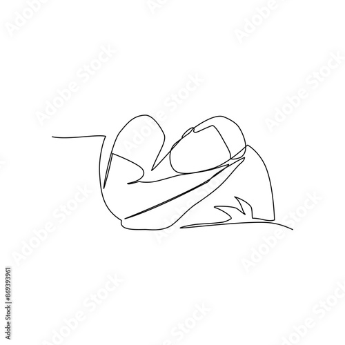 Sleeping man drawn in line art style