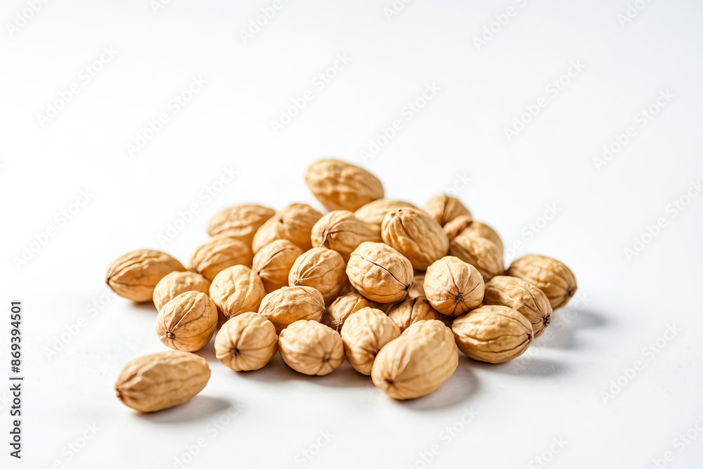 Close-up of Walnuts on a White Background Close-up of Walnuts on a White Background