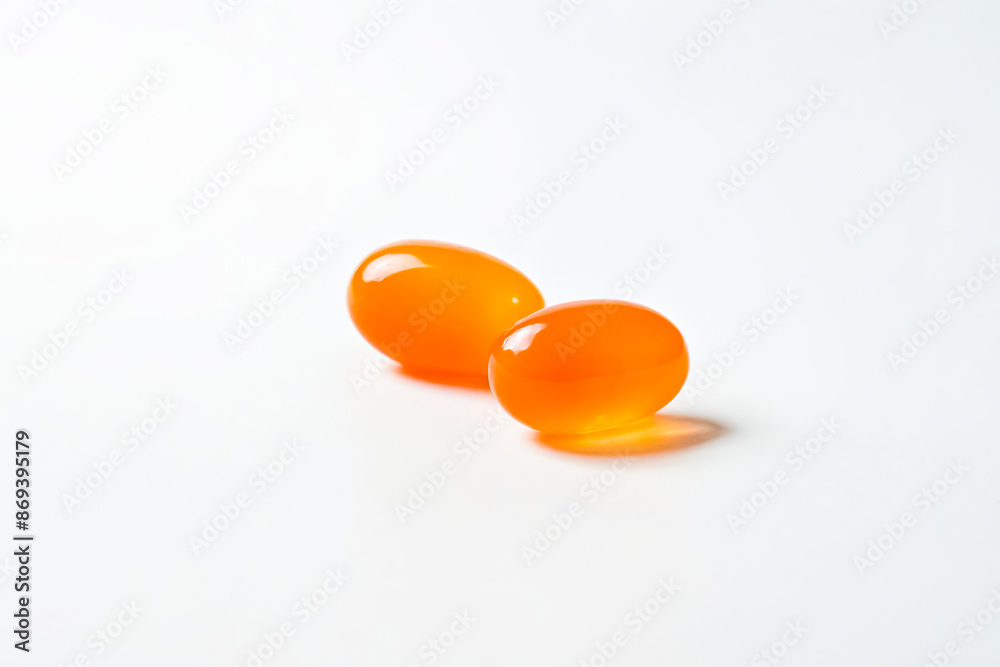 Two Orange Pills on White Background Two Orange Pills on White Background