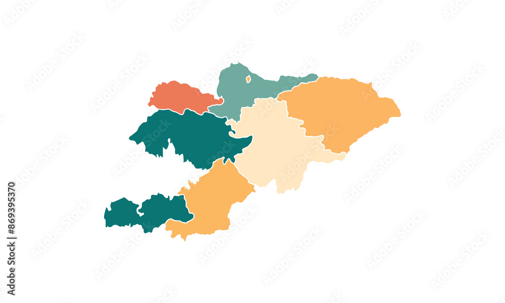 Fototapeta premium Map of kyrgyzstan isolated modern colorful style. for website layouts, background, education, precise, customizable, Travel worldwide, map silhouette backdrop, earth geography, political, reports. 