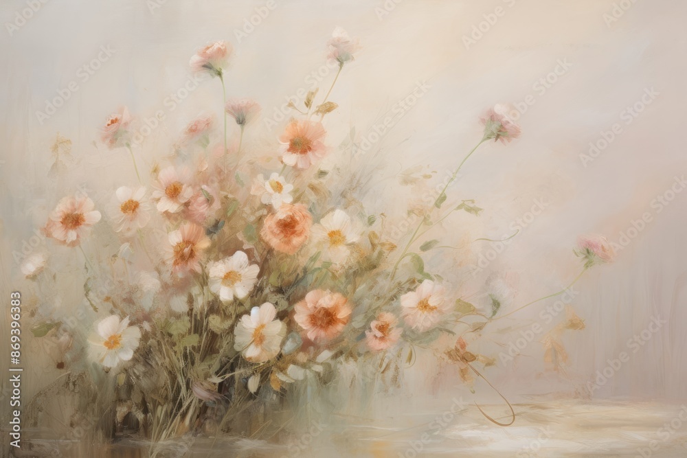Flowers painting plant inflorescence. 