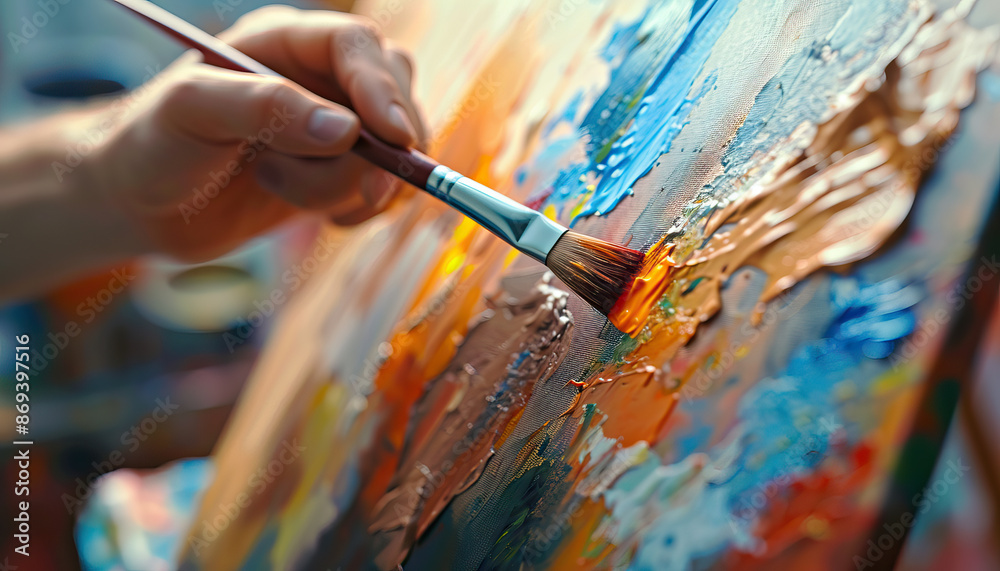 The art gallery is the stroke of a paintbrush on canvas: Picture an artist painting on a canvas, symbolizing the creativity and expression found in an art gallery The art gallery is the stroke of a paintbrush on canvas: Picture an artist painting on a canvas, symbolizing the creativity and expression found in an art gallery