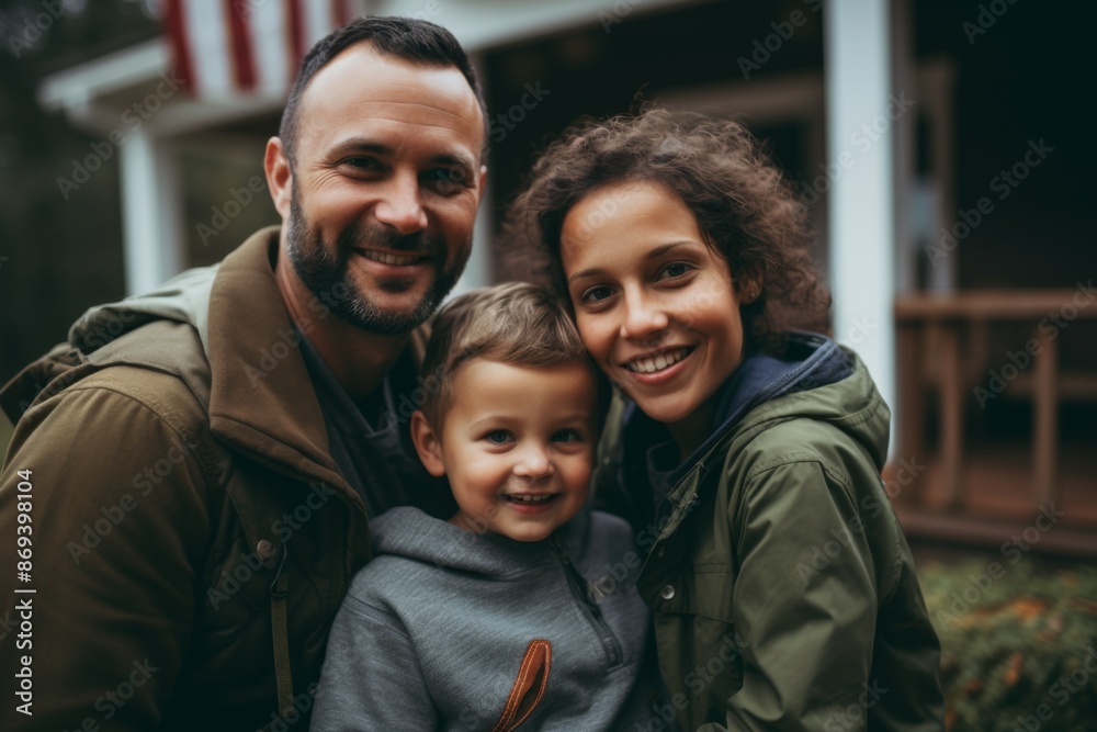 custom made wallpaper toronto digitalPortrait of a smiling young Caucasian family in front of their home