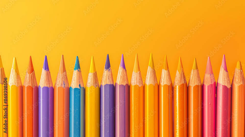 Colored pencils in a row Colored pencils in a row