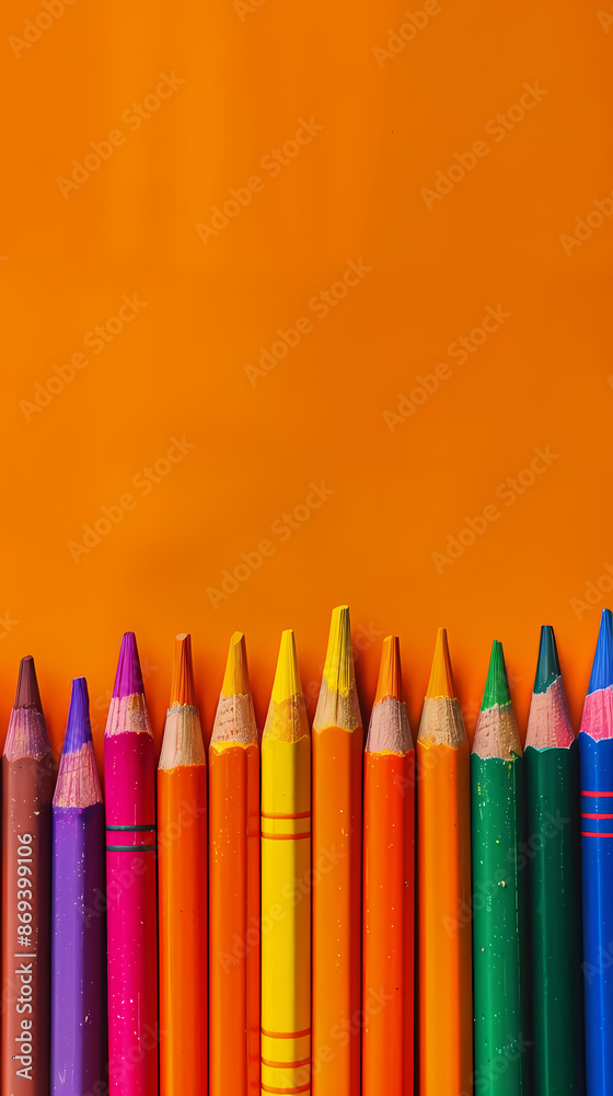 Colored pencils in a row Colored pencils in a row