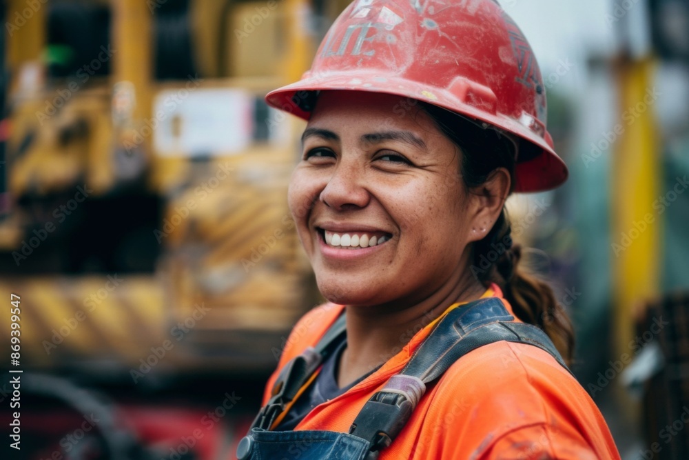 Portrait of a smiling Hispanic female construction worker Portrait of a smiling Hispanic female construction worker