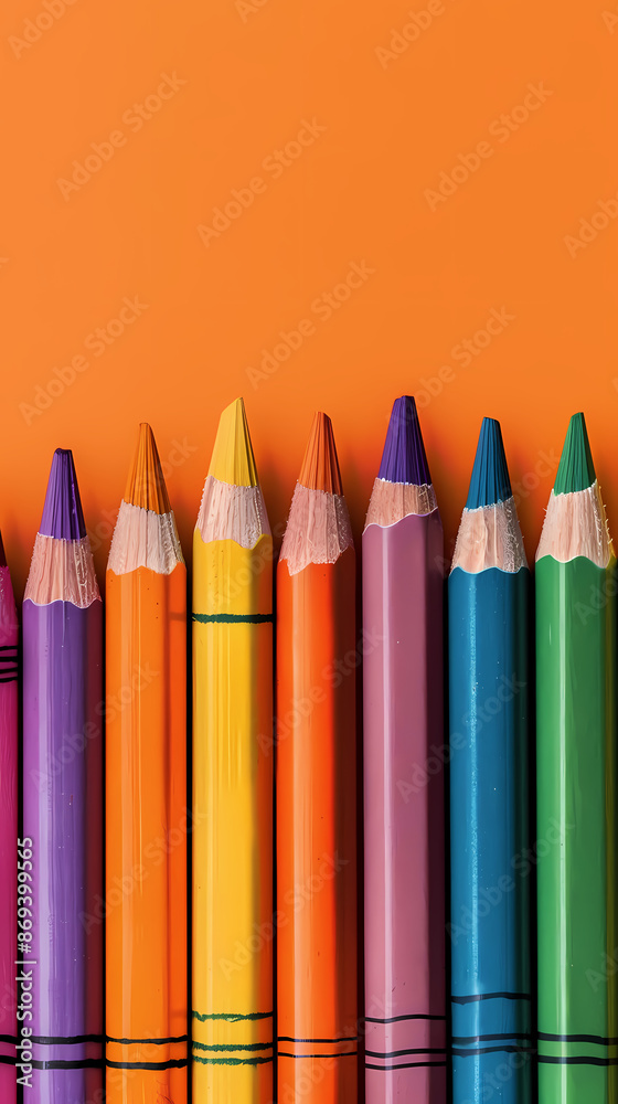Colored pencils in a row Colored pencils in a row