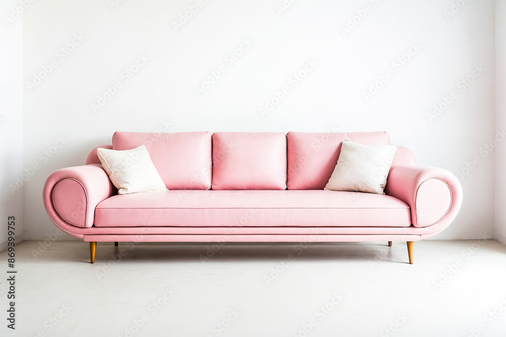 Pink Sofa in Minimalist White Room Pink Sofa in Minimalist White Room