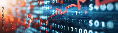 Wallpaper Mural Binary code with red glowing arrows pointing down. Torontodigital.ca