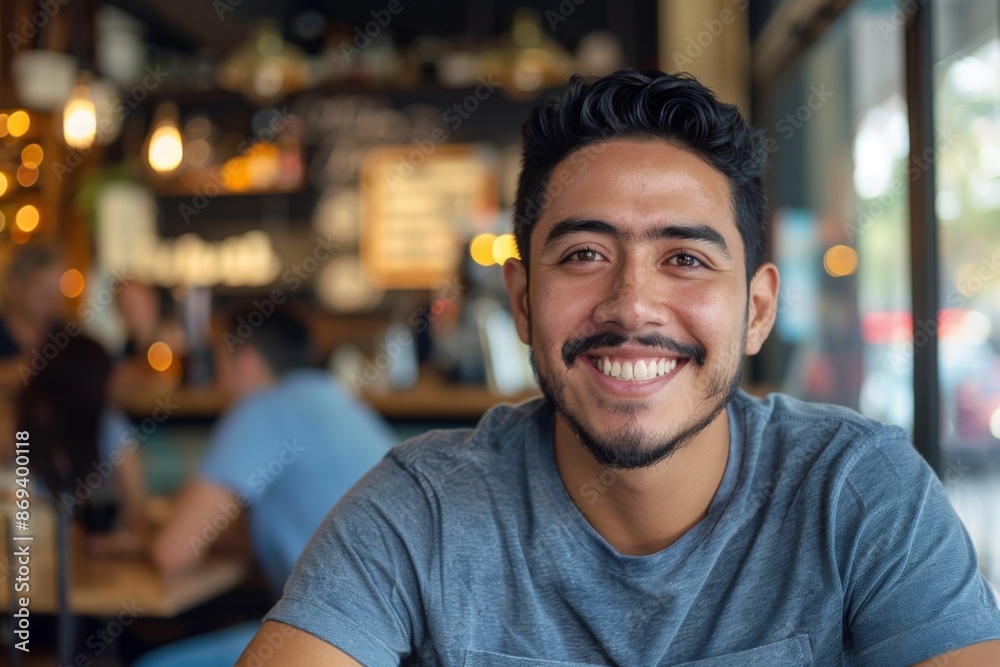 Portrait of a smiling young man in cafe Portrait of a smiling young man in cafe