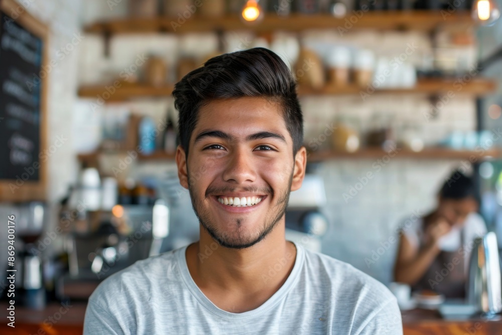 Portrait of a smiling young man in cafe Portrait of a smiling young man in cafe