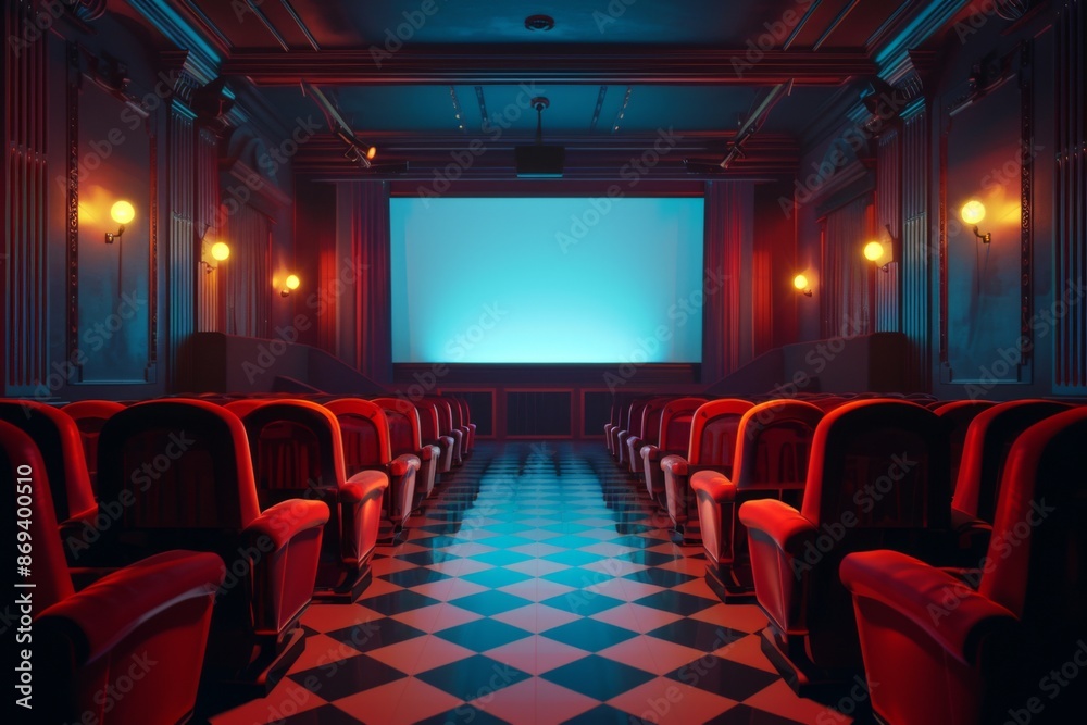 Interior of a classic indoor cinema Interior of a classic indoor cinema