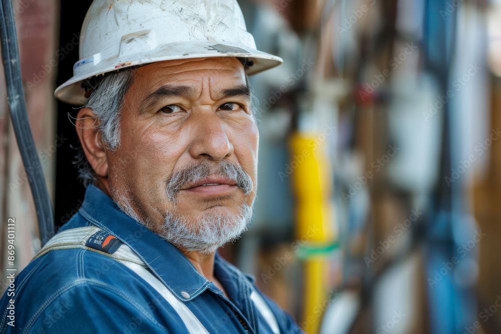 Portrait of a middle aged male electrician Portrait of a middle aged male electrician