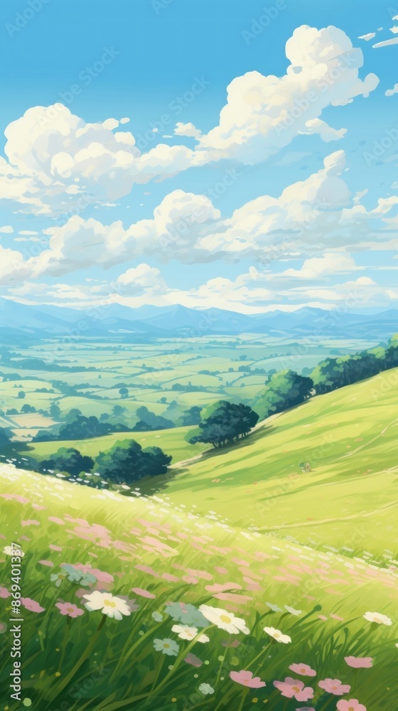 Summer hill in windy day landscape grassland outdoors. Summer hill in windy day landscape grassland outdoors.