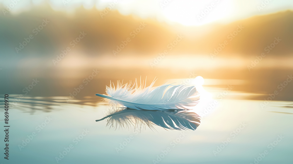 Feather floating on water Feather floating on water