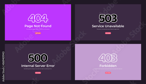 Web error pages layout vector design