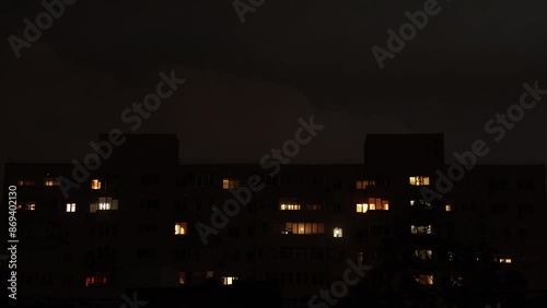 Wallpaper Mural Night 4k clip with violent lightning storm in the city Torontodigital.ca