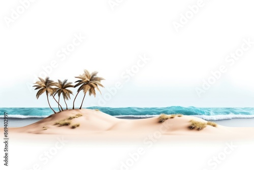 3D illustration of beach, intage coast border photo
