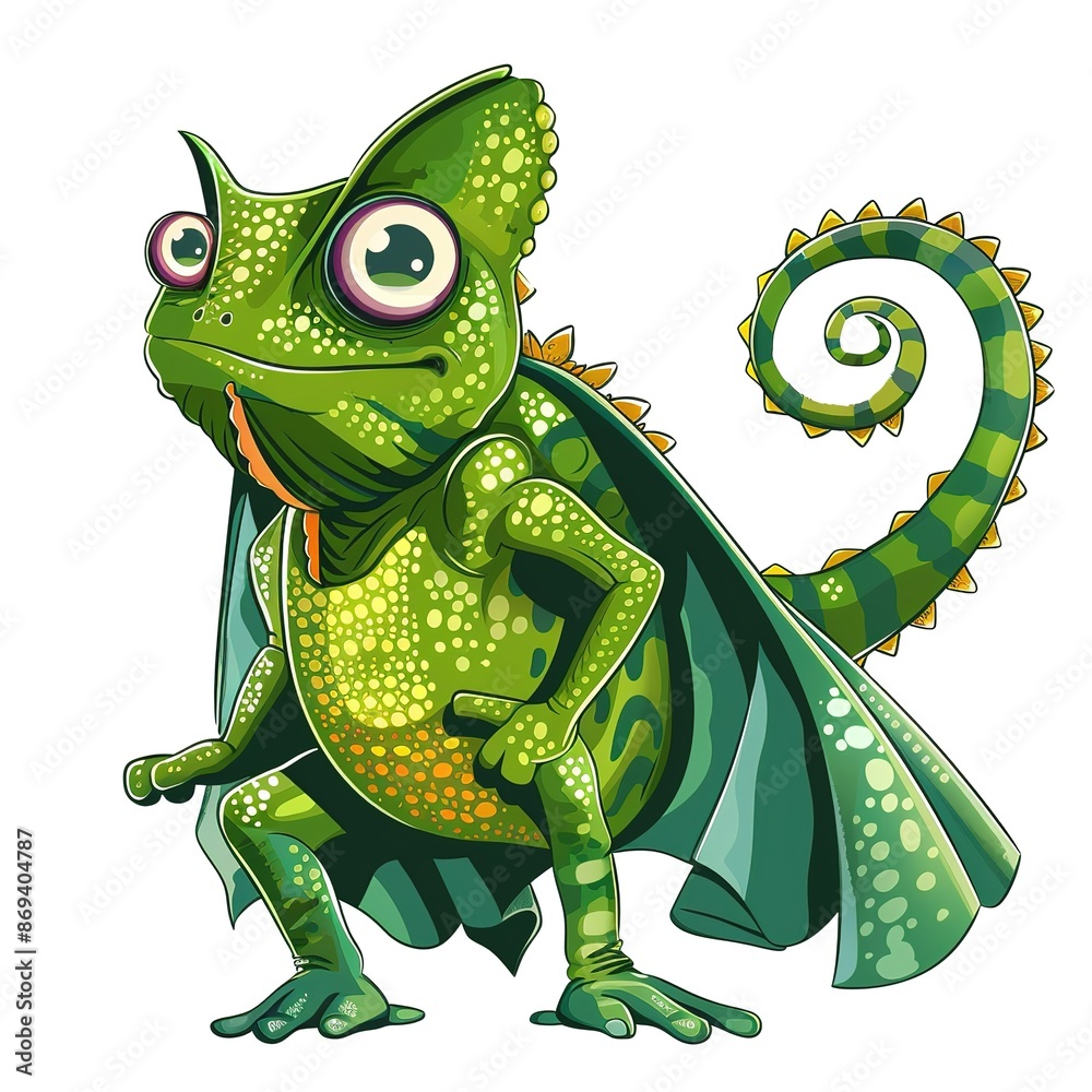 Fototapeta premium Chameleon superhero cartoon isolated whitebackground