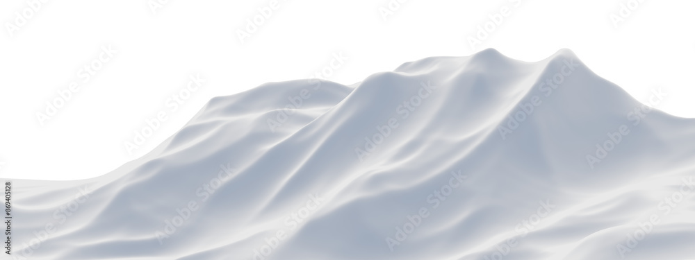 Fototapeta premium 3D snow mountain. White terrain.