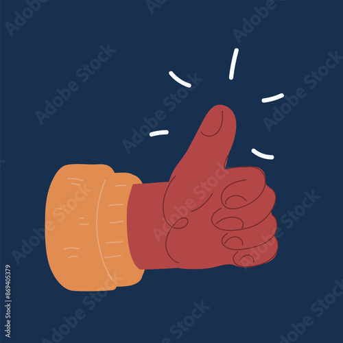 Carton vector illustration of gesture hands showing thumbs up over dark background