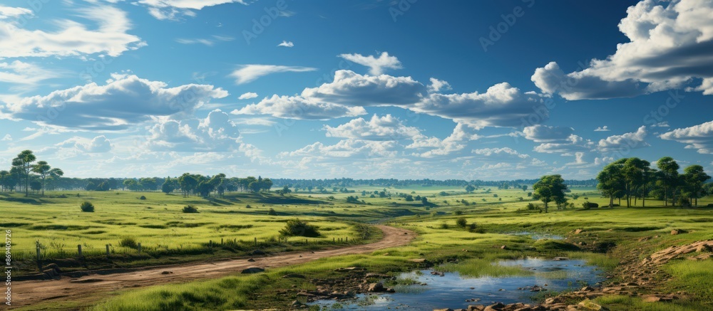 Rural view during spring cloudy blue sky Rural view during spring cloudy blue sky
