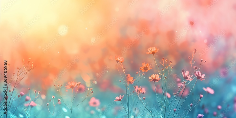 Sunset wildflower meadow. A tranquil scene of wildflowers glowing in the warm sunset light. Perfect for nature and relaxation themes. Ideal for backgrounds in wellness, lifestyle, and travel contexts Sunset wildflower meadow. A tranquil scene of wildflowers glowing in the warm sunset light. Perfect for nature and relaxation themes. Ideal for backgrounds in wellness, lifestyle, and travel contexts
