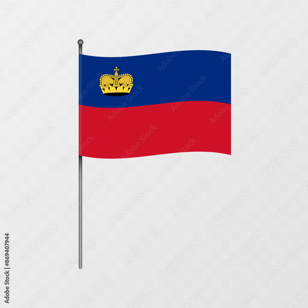 Liechtenstein flag on flagpole. Vector illustration. Liechtenstein flag on flagpole. Vector illustration.