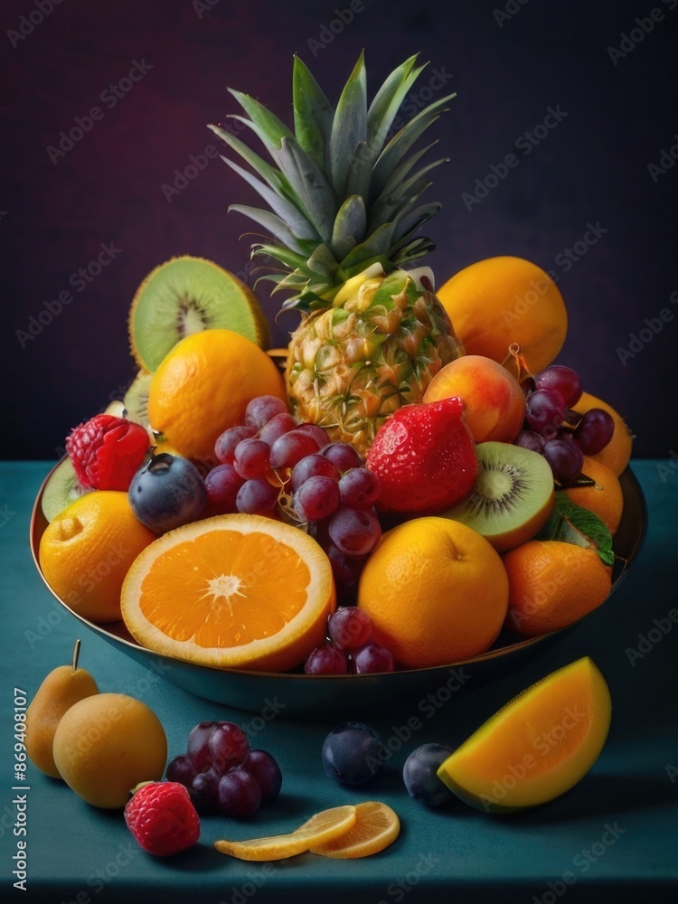 a bowl of salad fruit is shown with sliced fruit