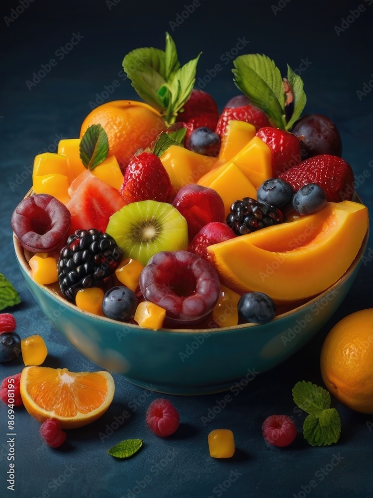 a bowl of salad fruit is shown with sliced fruit a bowl of salad fruit is shown with sliced fruit
