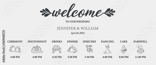 Wedding Day timeline - vector infographic template
