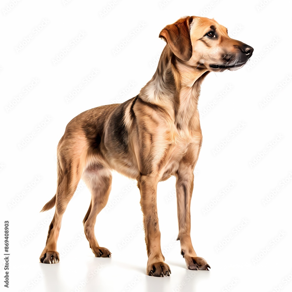 Sloughi dog breed standing against white background, AI Generated Sloughi dog breed standing against white background, AI Generated