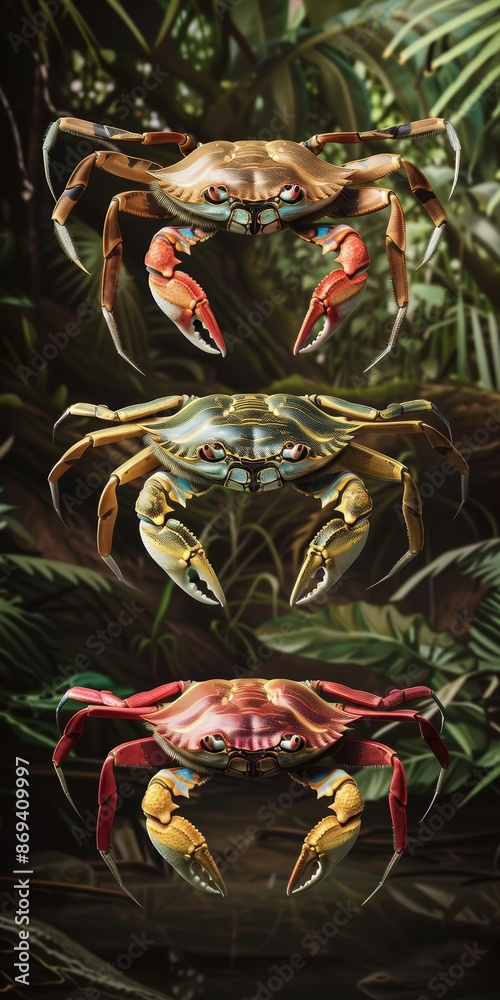 Design a series of crabs adapted to different environmental themes Design a series of crabs adapted to different environmental themes
